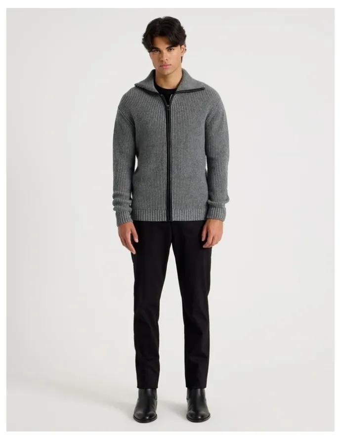 Blaq Zip Through Knit in Grey
