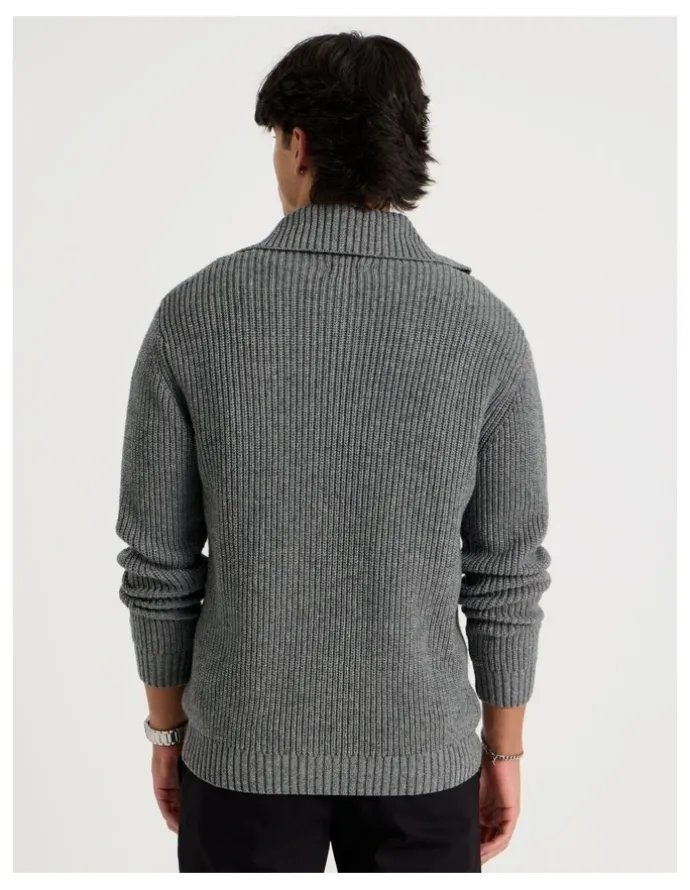 Blaq Zip Through Knit in Grey