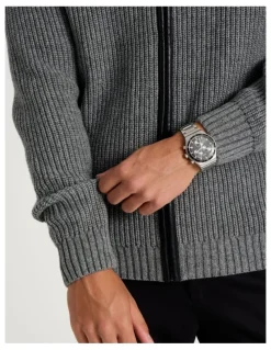 Blaq Zip Through Knit in Grey