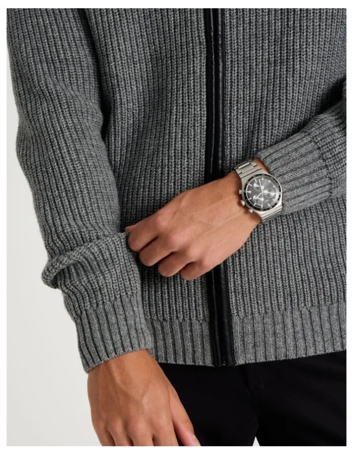 Blaq Zip Through Knit in Grey
