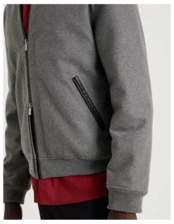 Blaq Zip Through Varsity Jacket in Grey