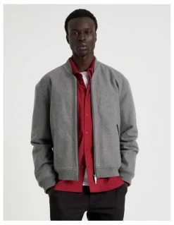 Blaq Zip Through Varsity Jacket in Grey
