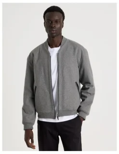 Blaq Zip Through Varsity Jacket in Grey