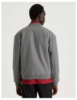Blaq Zip Through Varsity Jacket in Grey