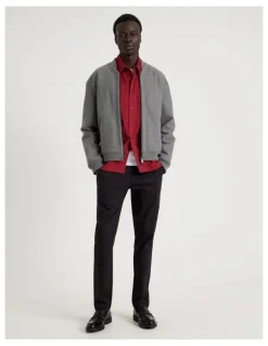 Blaq Zip Through Varsity Jacket in Grey