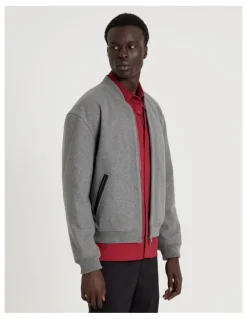Blaq Zip Through Varsity Jacket in Grey