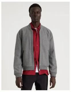 Blaq Zip Through Varsity Jacket in Grey
