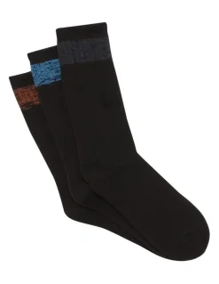 Bonds All Seasons Cotton Crew Socks 3 Pack in Black