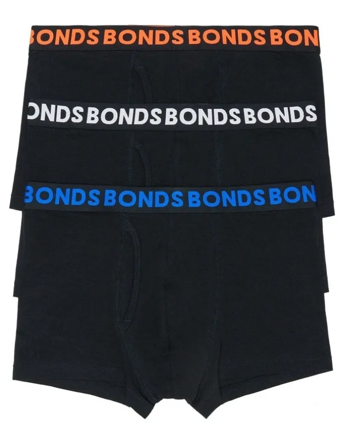 Bonds Everyday Plain Trunks 3 Pack in Black