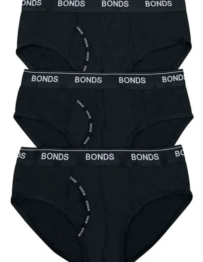 Bonds Guyfront Microfibre Brief Pack of 3 in Black