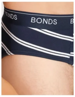 Bonds Guyfront Stripe Briefs 3 Pack in Navy