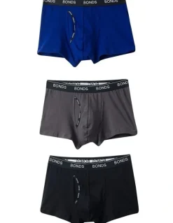 Bonds Guyfront Trunk 3 Pack in Black, Charcoal, and Blue