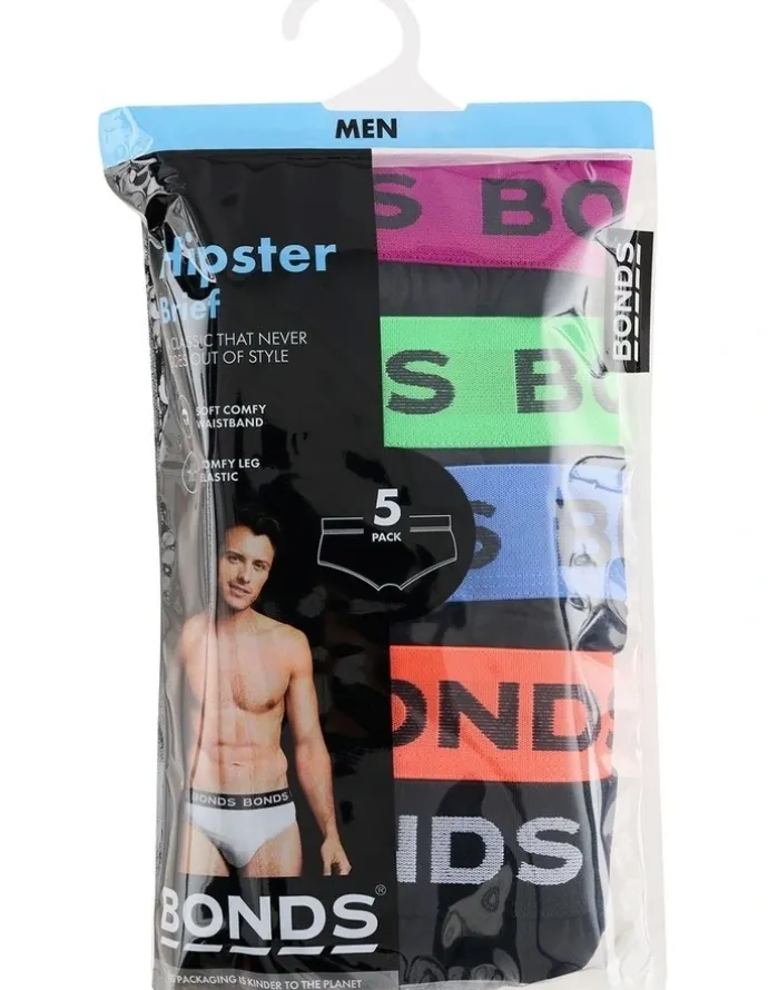 Bonds Hipster Brief Pack of 5 in Black
