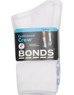 Bonds Logo Cushioned Crew Socks 5 Pack in White
