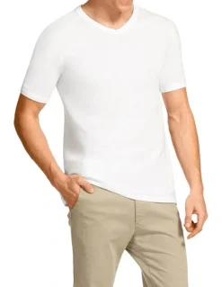 Bonds Raglan Short Sleeve V-Neck T-Shirt in White