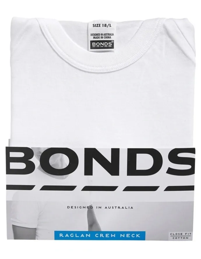 Bonds Raglan Short Sleeve T-Shirt in White