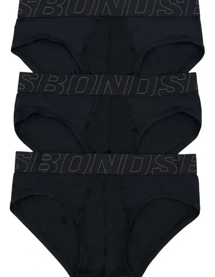 Bonds Sweat Off Brief 3 Pack in Black