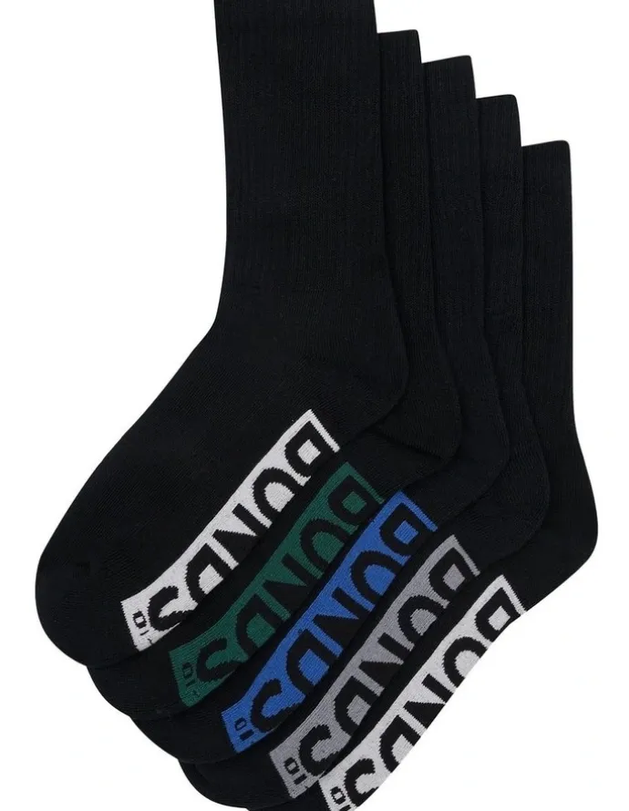 Bonds Logo Cushioned Crew Socks 5 Pack in Black