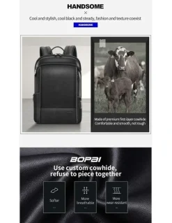 Bopai Bopai Anti-Theft Waterproof Laptop Backpack Travel Business Work Bag Black