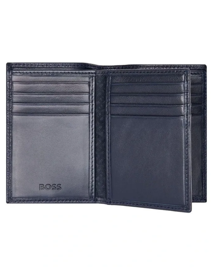 Boss Card Holder Trifold in Classic Grained Navy