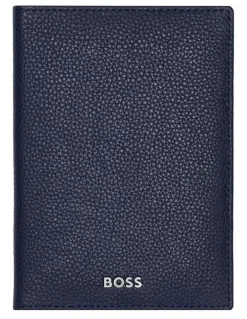 Boss Classic Grained Passport Holder in Black Leather