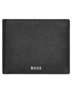 Boss Grained Leather Coin Purse Wallet in Black