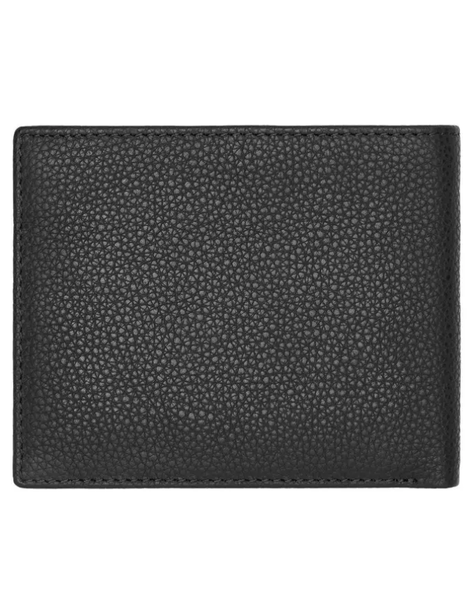 Boss Grained Leather Coin Purse Wallet in Black