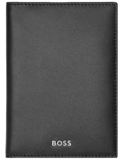Boss Leather Card Holder Trifold in Smooth Black