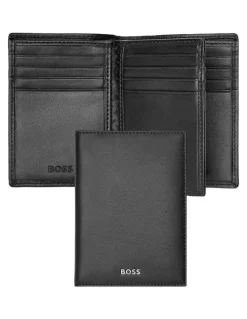 Boss Leather Card Holder Trifold in Smooth Black