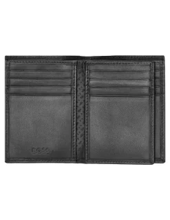 Boss Leather Card Holder Trifold in Smooth Black