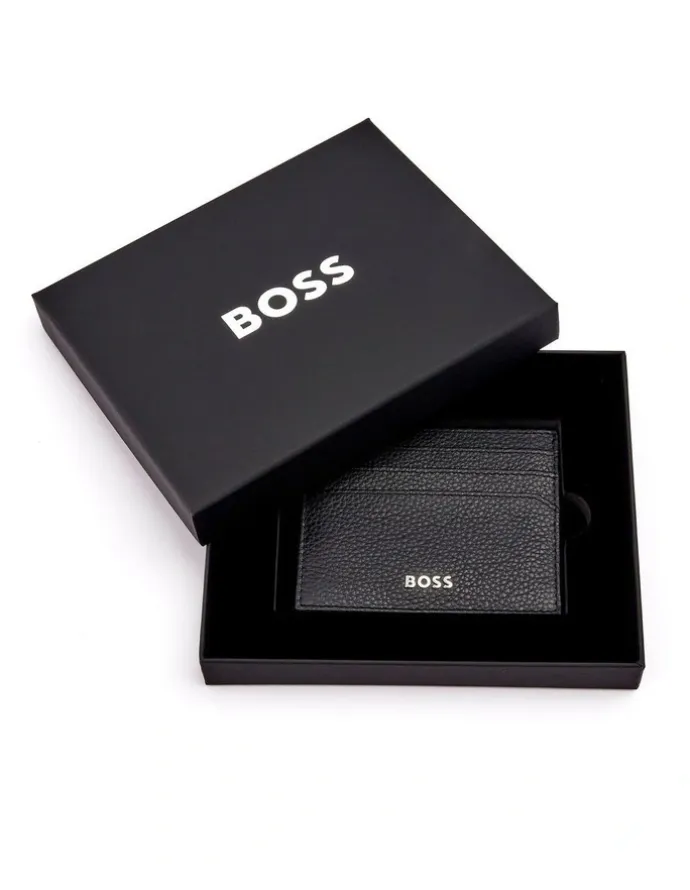 Boss Leather Card Holder in Classic Grained Black
