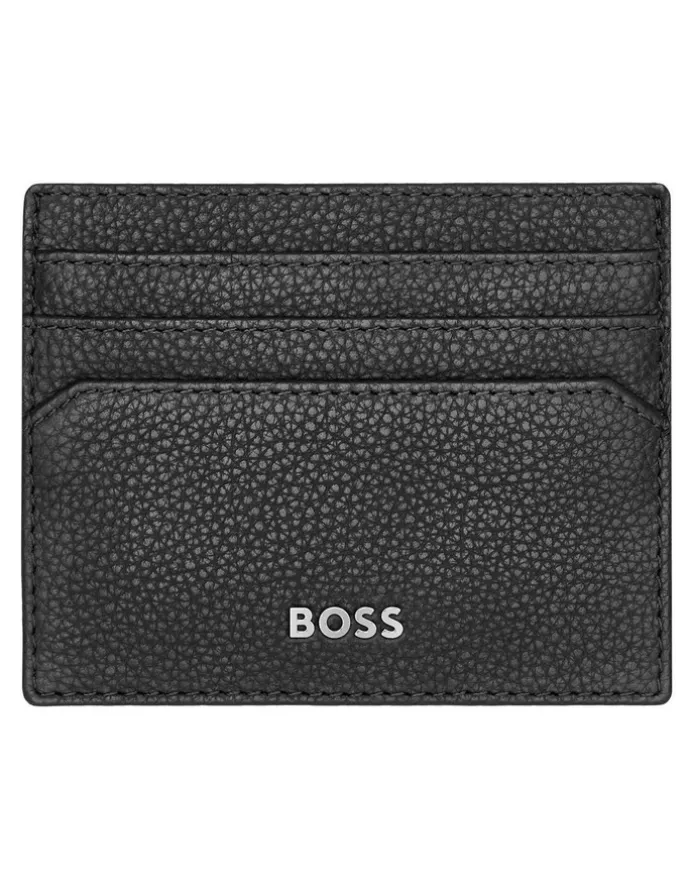 Boss Leather Card Holder in Classic Grained Black