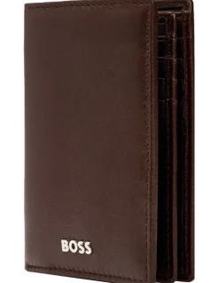Boss Leather Card Holder Trifold in Smooth Brown