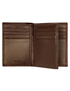 Boss Leather Card Holder Trifold in Smooth Brown
