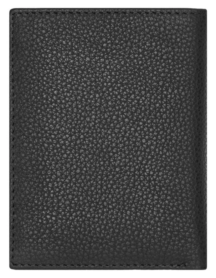 Boss Leather Card Holder Trifold Grained Wallet in Black