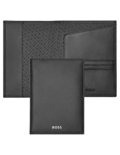 Boss Leather Passport Holder in Classic Smooth Black