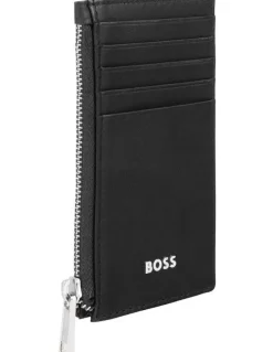 Boss Leather Zip Card Holder in Classic Smooth Black
