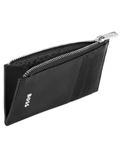 Boss Leather Zip Card Holder in Classic Smooth Black