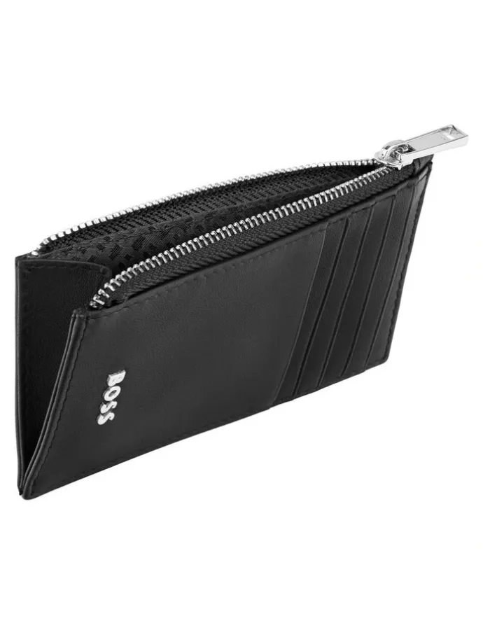 Boss Leather Zip Card Holder in Classic Smooth Black