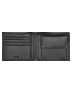 Boss Smooth Leather Coin Purse Wallet in Black