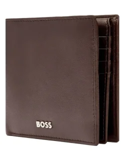 Boss Trifold Leather Wallet in Classic Smooth Brown