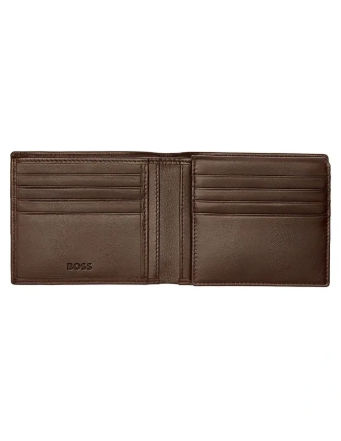Boss Trifold Leather Wallet in Classic Smooth Brown