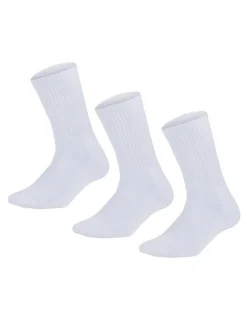 Boutique Retailer 3 Pairs Bamboo Crew Socks in White