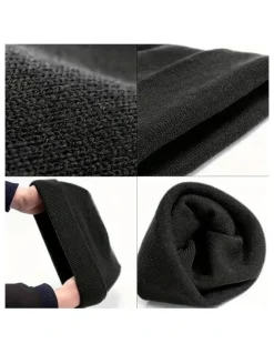 Boutique Retailer Plain Knit Beanie Hat in Black