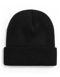 Boutique Retailer Plain Knit Beanie Hat in Black