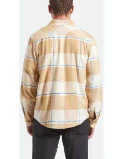 BRIXTON Bowery Flannel Shirt in Whitecap/Sand/Cyber Blue