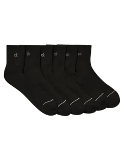 Calvin Klein 6 Pack Sports Quarter Crew Socks in Black