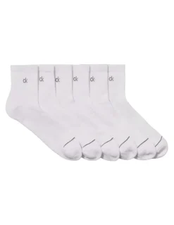 Calvin Klein 6 Pack Sports Quarter Crew Socks in White