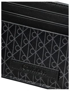 Calvin Klein Allover Monogram Logo Card Case in Black