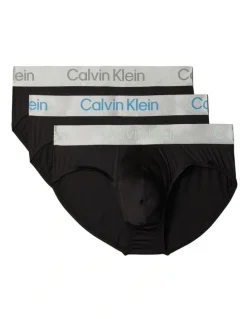 Calvin Klein Brushed Micro Hip Briefs 3 Pack in Black